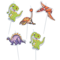 Candelina Picks Dinosauro "Jurassik" 5pz Accessori e Addobbi Dinosauro