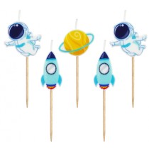 Candelina Picks Spazio "Space" 5pz Candeline Sagomate Fantasia