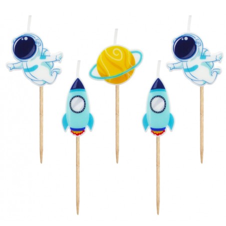 Candelina Picks Spazio "Space" 5pz Candeline Sagomate Fantasia