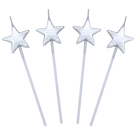 Candelina Picks Stella Argento Metallizzato 4pz Candeline Sagomate Fantasia