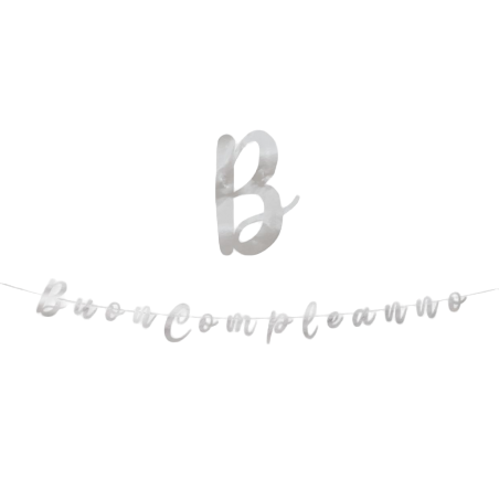 Festone Buon Compleanno in Carta Argento Metallizzato 3mt Festoni Buon Compleanno