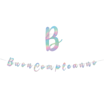 Festone Buon Compleanno Iridescente 3mt Festoni Buon Compleanno