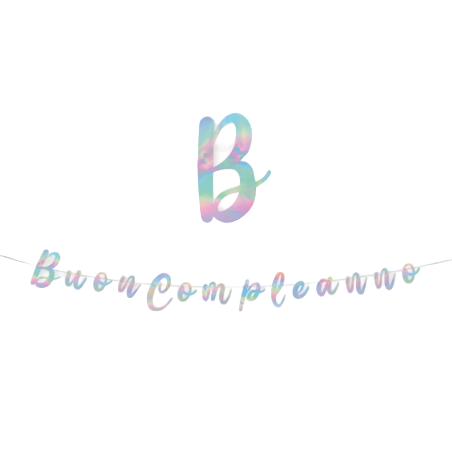 Festone Buon Compleanno Iridescente 3mt Festoni Buon Compleanno