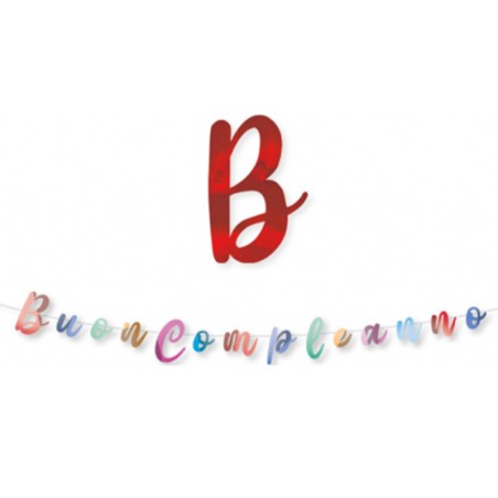 Festone Buon Compleanno in Carta Multicolor Metallizzato 3mt Festoni Buon Compleanno