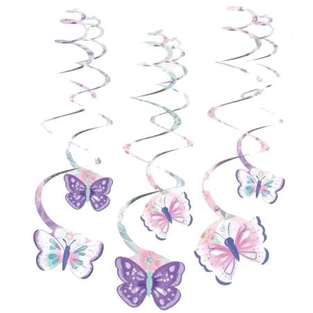 Swirl Pendenti Farfalle "Flutter Butterfly" 6pz Festa Tema Farfalla