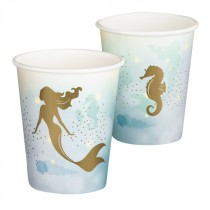 Bicchiere di Carta 210ml con Sirena "Gold Mermaid" 10pz Sirena "Gold Mermaid"