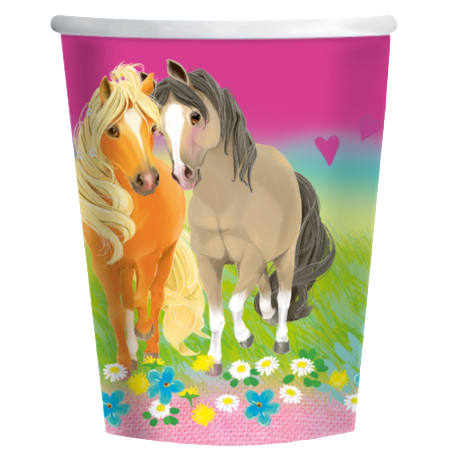 Bicchiere di Carta 250ml Cavallo "Pretty Pony" 8pz Festa Tema Cavallo "Horse"