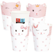 Bicchiere di Carta 250ml Gattina "Lady Kitty" 8pz Festa Tema Gatto "Cat"