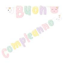 Festone Buon Compleanno Gattina "Lady Kitty" 2,5mt Festa Tema Gatto "Cat"