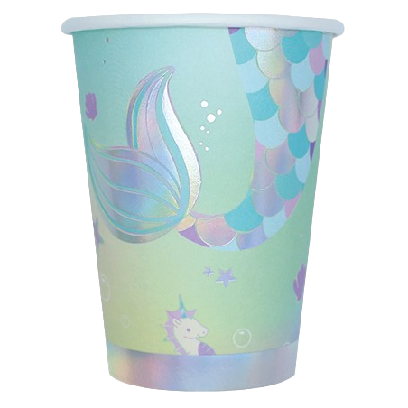 Bicchiere di Carta 200ml Sirena "Mermaid Soft Rainbow" 8pz Sirena "Mermaid Soft Rainbow"