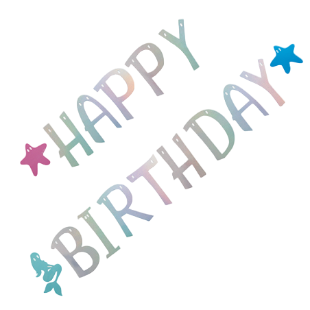 Festone Sirena "Happy Birthday" Iridescente 2,7mt Festoni Buon Compleanno