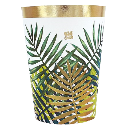Bicchiere di Carta 200ml Foglie Tropicali "Tropical Gold" 8pz Tropical Gold