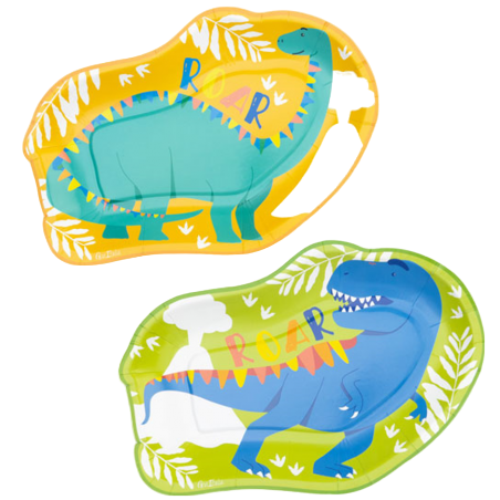 Piatto di Carta 26cm Sagomato Dinosauro "Dino Roar" 8pz Accessori e Addobbi Dinosauro