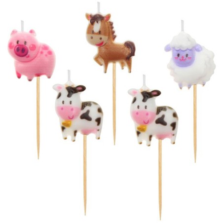 Candelina Picks Animali Fattoria "Farm" 5pz Candeline Sagomate Fantasia