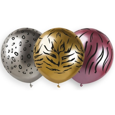 Palloncino in Lattice 19" GBS150 Shiny Assortito con Stampa Safari 25pz Gemar "Theme & Patterns"