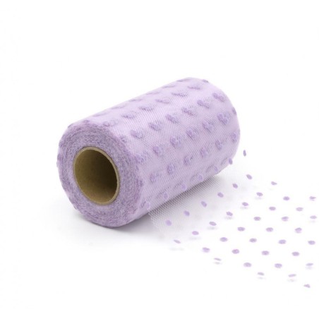 Tulle con Pois Lilla 25MT Rotolo Decorato