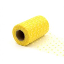 Tulle con Pois Giallo 25MT Rotolo Decorato