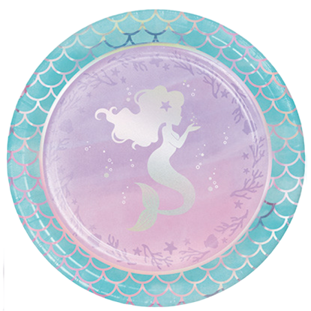 Piatto di Carta 23cm con Sirena "Mermaid Shine" 8pz Sirena "Mermaid Shine"