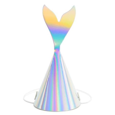 Cappellino a Cono Iridescente Coda da Sirena "Mermaid Party" 6pz Addobbi e Accessori Sirena