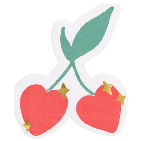 Tovagliolino di Carta 27x32cm Sagomato Ciliegie "Cherries" 20pz Festa Tema Frutta