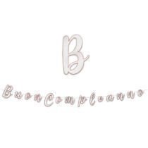 Festone Buon Compleanno Bianco e Rose Gold 3mt Festoni Buon Compleanno
