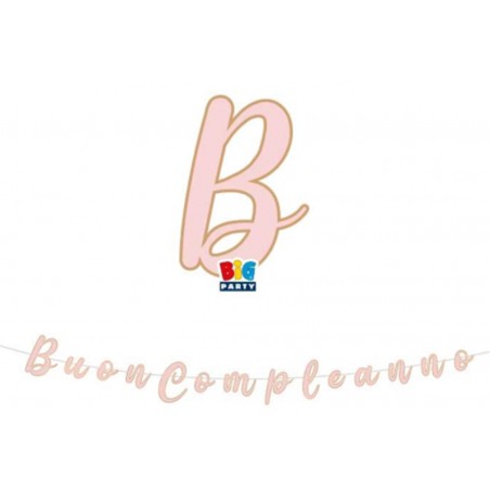 Festone Buon Compleanno Oro e Rosa 3mt Festoni Buon Compleanno