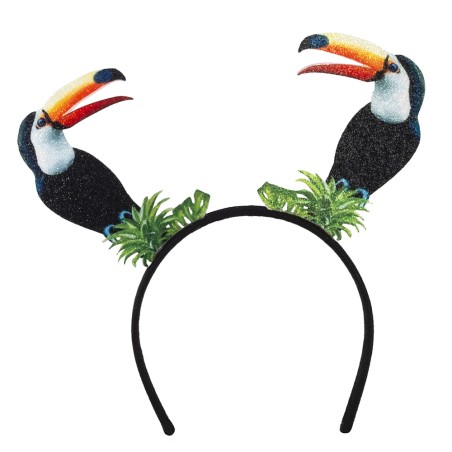 Cerchietto per Capelli con Tucani Tropicali Glitterati Cerchietti e Tiare