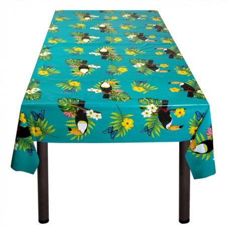 Tovaglia di Plastica 130x180cm Foglie Tropicali e Tucani "Toucan" Tucano "Toucan"