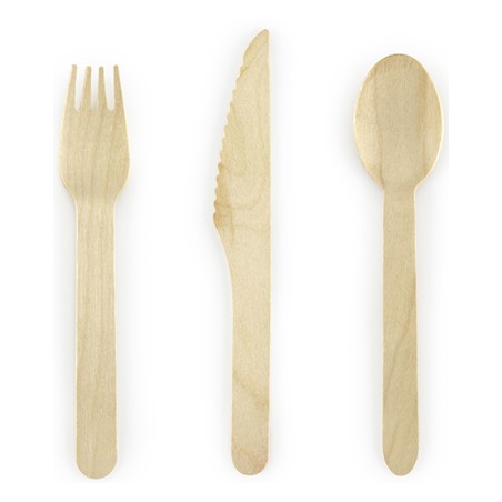 Set di Posate in Legno "Wooden Cutlery" 18pz Posate di Legno