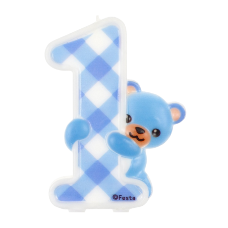 Candelina Azzurra con Orsacchiotto N.1 "Blue Teddy" Accessori 1° Compleanno