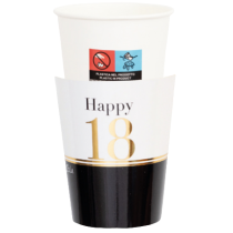 Bicchiere di Carta 250ml Black & White "Happy 18" 8pz Tavola 18° Compleanno