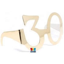 Occhiali di Carta Oro Metallizzato Sagomati "30" 6pz Occhiali Party