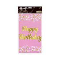 Tovaglia di Foil 137x183cm Rosa Happy Birthday Pois Oro Tovaglia Decorata