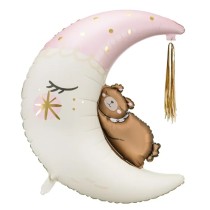Palloncino in Foil 39" Super Shape Orsetto sulla Luna Rosa "Teddy Moon" Nascita e Battesimo