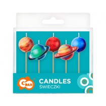 Candelina Picks Pianeti e Satelliti "Planets" 5pz Candeline Sagomate Fantasia