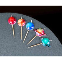 Candelina Picks Pianeti e Satelliti "Planets" 5pz Candeline Sagomate Fantasia