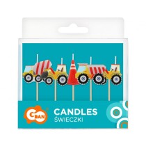Candelina Picks Veicoli Lavoro "Construction Vehicles" 5pz Candeline Sagomate Fantasia