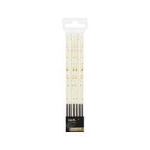 Candelina Stelo 17cm Bianco con Schizzi Oro 6pz Candeline Stelo
