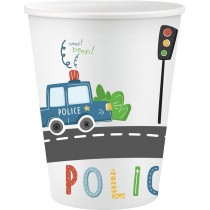 Bicchiere di Carta 200ml con Macchina della Polizia "Police" 6pz Polizia "Police"