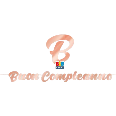 Festone Maxi Buon Compleanno "Rose Gold" 6mt Festoni Buon Compleanno