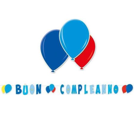 Festone Buon Compleanno Tonalità Azzurro 6mt Festoni Buon Compleanno