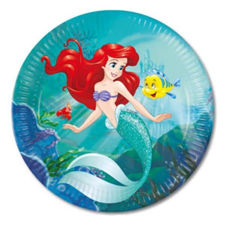Piatto di Carta 23cm con Sirenetta "Ariel Courius Mermaid" 8pz Ariel Sirenetta