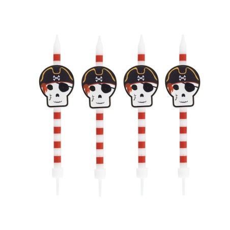 Candelina Teschio Pirata "Pirates" 4pz Candeline Sagomate Fantasia
