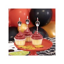 Candelina Teschio Pirata "Pirates" 4pz Candeline Sagomate Fantasia