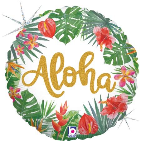Palloncino in Foil 18" Tropicale "Tropical Aloha" Happy Birthday Grabo