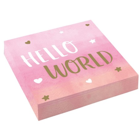 Tovagliolo di Carta 33x33cm Rosa "Oh Baby Pink" 16pz Accessori Tavola Nascita Rosa