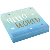 Tovagliolo di Carta 33x33cm Celeste "Oh Baby Blue" 16pz Accessori Tavola Nascita Celeste
