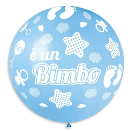 Palloncino in Lattice 31" GS220 Celeste con Scritta "E' un bimbo" Gemar "Nascita e Battesimo"