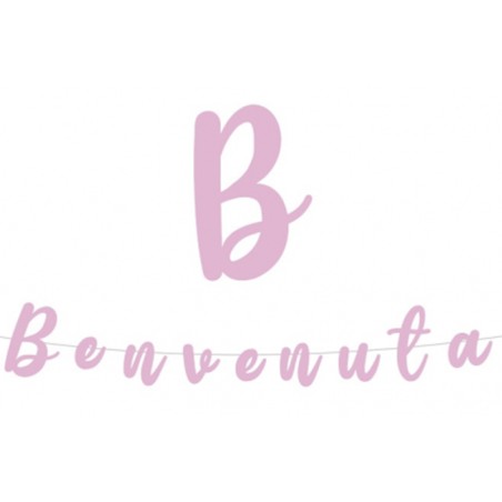 Festone Nascita Benvenuta Rosa 3mt Addobbi Nascita Rosa