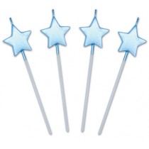Candelina Picks Stella Celeste Perlato 4pz Candeline Sagomate Fantasia
